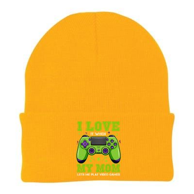 I Love My Mom Funny Sarcastic Video Games Gift Tee Gift Knit Cap Winter Beanie