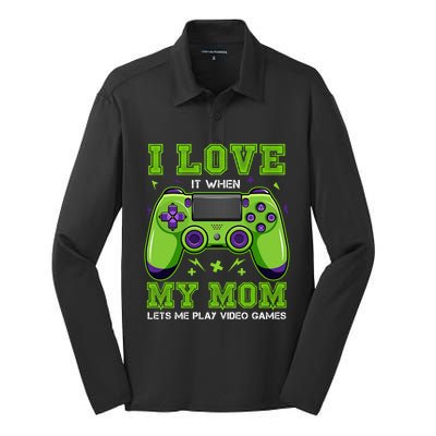 I Love My Mom Funny Sarcastic Video Games Gift Tee Gift Silk Touch Performance Long Sleeve Polo