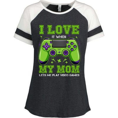 I Love My Mom Funny Sarcastic Video Games Gift Tee Gift Enza Ladies Jersey Colorblock Tee