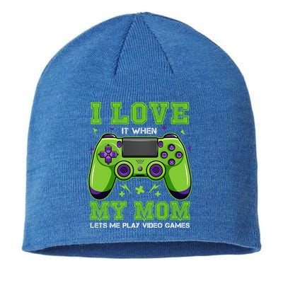 I Love My Mom Funny Sarcastic Video Games Gift Tee Gift Sustainable Beanie