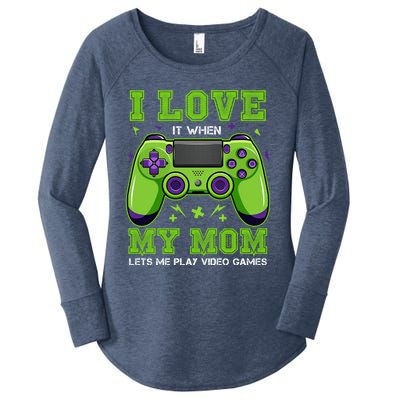 I Love My Mom Funny Sarcastic Video Games Gift Tee Gift Women's Perfect Tri Tunic Long Sleeve Shirt