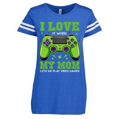 I Love My Mom Funny Sarcastic Video Games Gift Tee Gift Enza Ladies Jersey Football T-Shirt