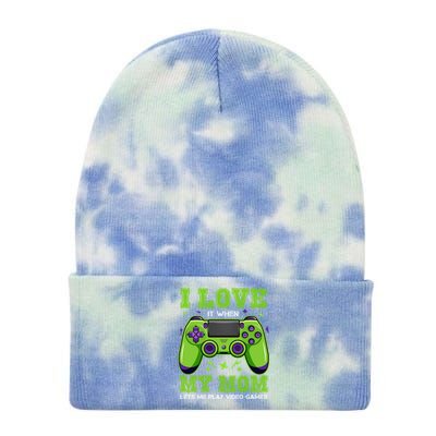 I Love My Mom Funny Sarcastic Video Games Gift Tee Gift Tie Dye 12in Knit Beanie