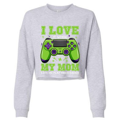 I Love My Mom Funny Sarcastic Video Games Gift Tee Gift Cropped Pullover Crew