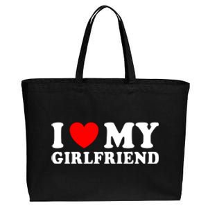 I Love My Girlfriend I Heart My Girlfriend Funny Gift Cotton Canvas Jumbo Tote