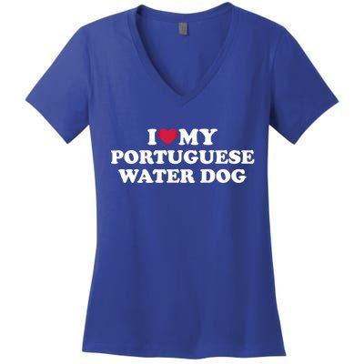 I Love My Portuguese Water Dog Gift Women's V-Neck T-Shirt