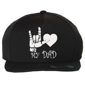 I Love My Dad ASL Fathers Day Gifts Wool Snapback Cap