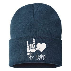 I Love My Dad ASL Fathers Day Gifts Sustainable Knit Beanie