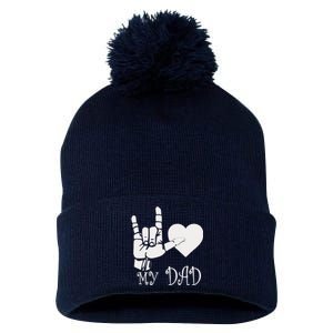 I Love My Dad ASL Fathers Day Gifts Pom Pom 12in Knit Beanie