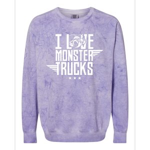 I Love Monster Trucks Lover Monster Truck Driving Driver Funny Gift Colorblast Crewneck Sweatshirt