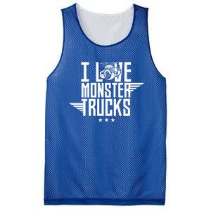 I Love Monster Trucks Lover Monster Truck Driving Driver Funny Gift Mesh Reversible Basketball Jersey Tank