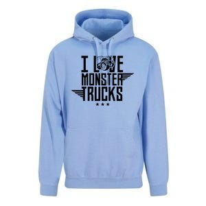 I Love Monster Trucks Lover Monster Truck Driving Driver Funny Gift Unisex Surf Hoodie