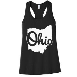 I Love My Ohio Home Script Ohio Buckeye State Women's Racerback Tank