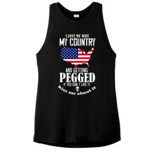 I Love My Wife My Country And Getting Pegged If You DonT Ladies PosiCharge Tri-Blend Wicking Tank