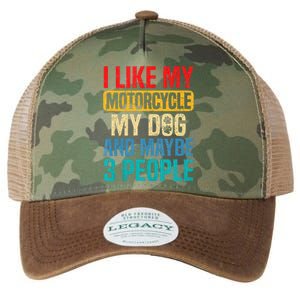 I Like My Motorcycle Dog & Maybe 3 People Retro Funny Biker Legacy Tie Dye Trucker Hat