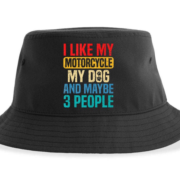 I Like My Motorcycle Dog & Maybe 3 People Retro Funny Biker Sustainable Bucket Hat