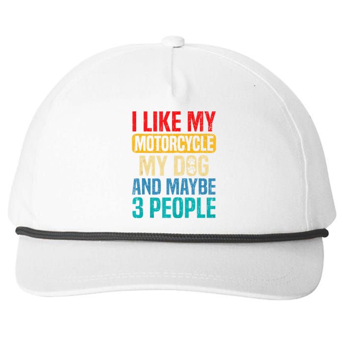 I Like My Motorcycle Dog & Maybe 3 People Retro Funny Biker Snapback Five-Panel Rope Hat