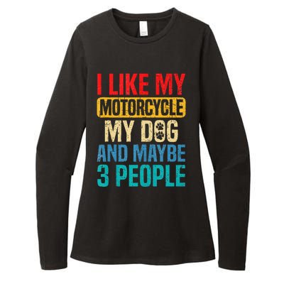 I Like My Motorcycle Dog & Maybe 3 People Retro Funny Biker Womens CVC Long Sleeve Shirt