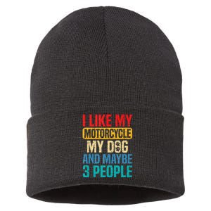 I Like My Motorcycle Dog & Maybe 3 People Retro Funny Biker Sustainable Knit Beanie