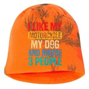 I Like My Motorcycle Dog & Maybe 3 People Retro Funny Biker Kati - Camo Knit Beanie