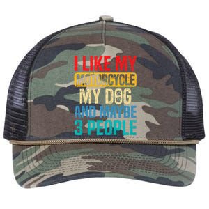 I Like My Motorcycle Dog & Maybe 3 People Retro Funny Biker Retro Rope Trucker Hat Cap