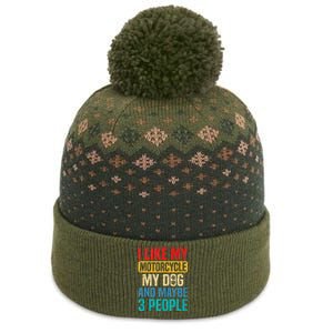 I Like My Motorcycle Dog & Maybe 3 People Retro Funny Biker The Baniff Cuffed Pom Beanie