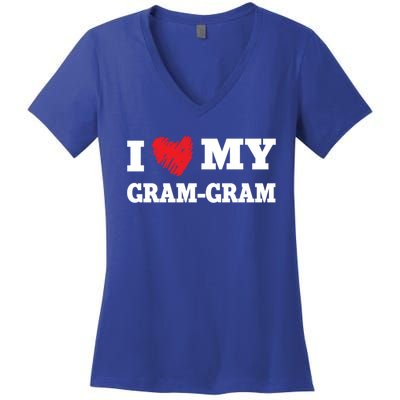 I Love My Gramgiftgram Favorite Family Member Valentines Cool Gift Women's V-Neck T-Shirt