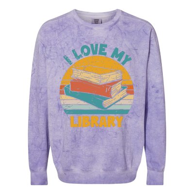 I Love My Library Sunset For Book Lovers Readers Librarian Colorblast Crewneck Sweatshirt