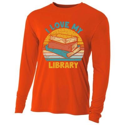 I Love My Library Sunset For Book Lovers Readers Librarian Cooling Performance Long Sleeve Crew