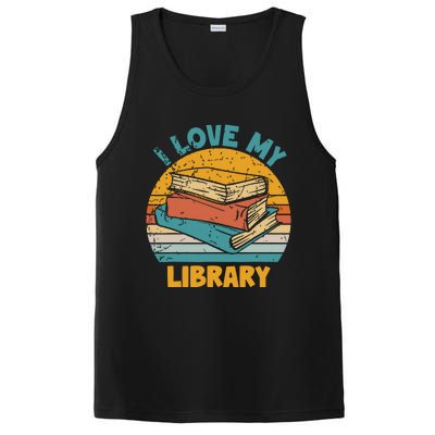 I Love My Library Sunset For Book Lovers Readers Librarian PosiCharge Competitor Tank