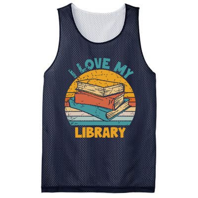 I Love My Library Sunset For Book Lovers Readers Librarian Mesh Reversible Basketball Jersey Tank