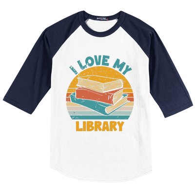 I Love My Library Sunset For Book Lovers Readers Librarian Baseball Sleeve Shirt