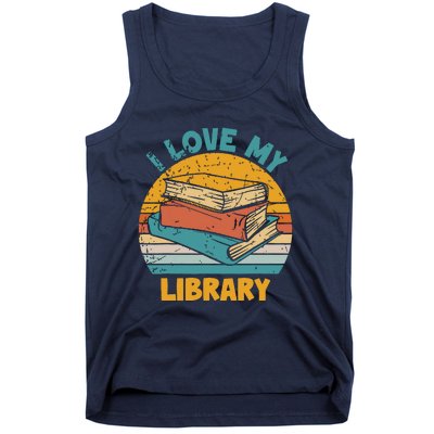 I Love My Library Sunset For Book Lovers Readers Librarian Tank Top