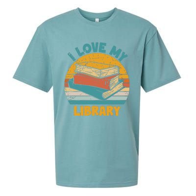 I Love My Library Sunset For Book Lovers Readers Librarian Sueded Cloud Jersey T-Shirt