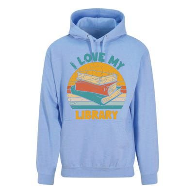 I Love My Library Sunset For Book Lovers Readers Librarian Unisex Surf Hoodie