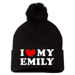 I Love My Emily I Heart My Emily Pom Pom 12in Knit Beanie