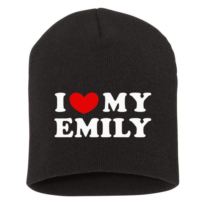 I Love My Emily I Heart My Emily Short Acrylic Beanie