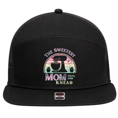 I Love My Mom Best Mom Baker Chef Mommy Gift 7 Panel Mesh Trucker Snapback Hat