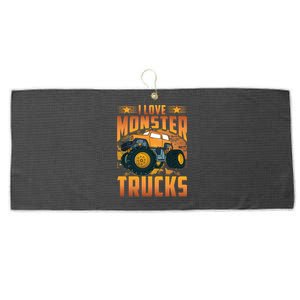 I Love Monster Trucks Cute Gift Large Microfiber Waffle Golf Towel