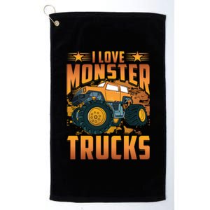 I Love Monster Trucks Cute Gift Platinum Collection Golf Towel