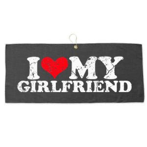 I Love My Girlfriend I Heart My Girlfriend Large Microfiber Waffle Golf Towel