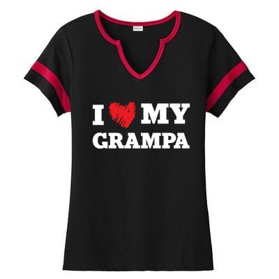 I Love My Grampa Favorite Family Member Valentines Gift Ladies Halftime Notch Neck Tee