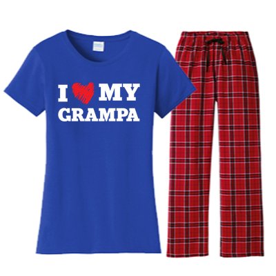 I Love My Grampa Favorite Family Member Valentines Gift Women's Flannel Pajama Set