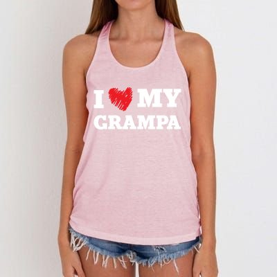 I Love My Grampa Favorite Family Member Valentines Gift Women's Knotted Racerback Tank