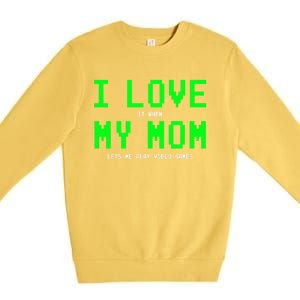 I Love My Mom Gamer Funny Gift For Teen Video Games Gift Premium Crewneck Sweatshirt