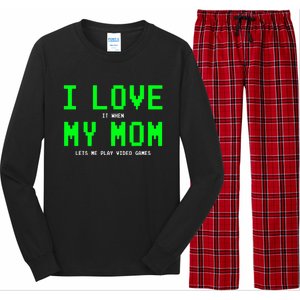 I Love My Mom Gamer Funny Gift For Teen Video Games Gift Long Sleeve Pajama Set