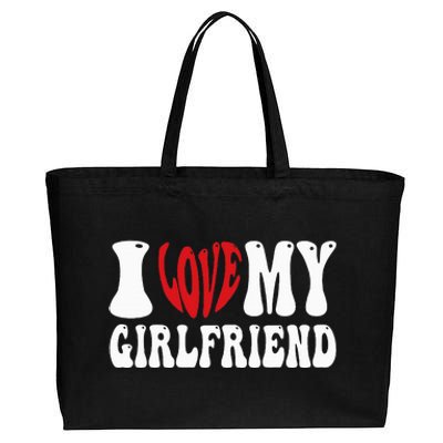 I Love My Girlfriend Gf I Heart My Girlfriend  Cotton Canvas Jumbo Tote