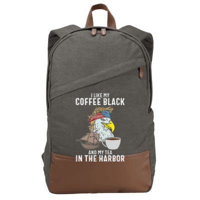 I Like My Coffee Black And My Tea In The Harbor Patriotic Cotton Canvas Backpack