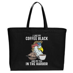 I Like My Coffee Black And My Tea In The Harbor Patriotic Cotton Canvas Jumbo Tote