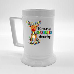 I Love My Students Deerly Funny Reindeer Christmas Teacher Gift Beer Stein